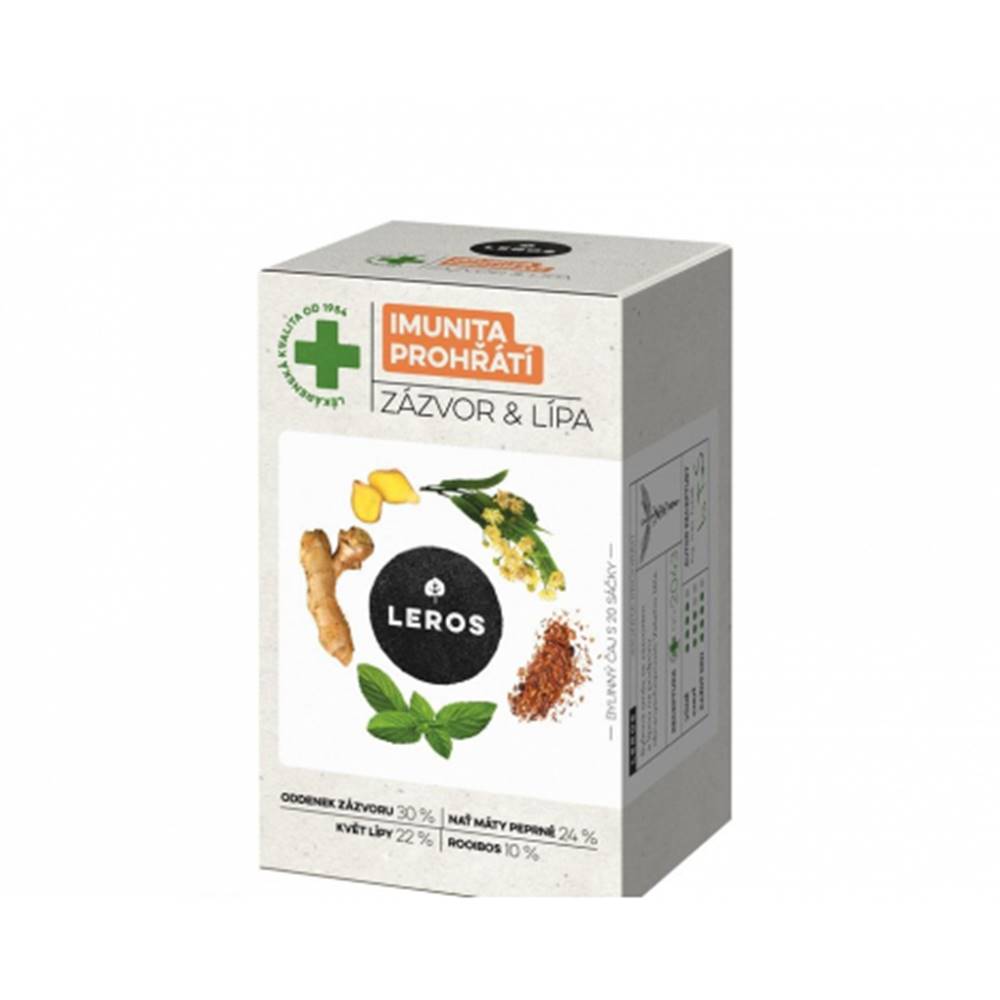 Leros, s.r.o. LEROS IMUNITA PREHRIATIE ZÁZVOR & LIPA bylinný čaj, nálevové vrecúška 20x2 g (40 g)