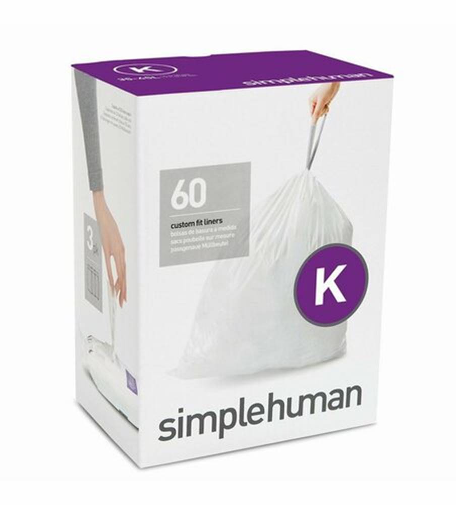 Simplehuman Vrecia do odpadkového koša 35-45 L,  typ K zaťahovacie, 3 x 20 ks (60 vriec ), značky Simplehuman