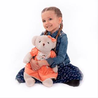 Kondela Plyšový medvedík smotanová/oranžová 45cm MADEN GIRL TYP1, značky Kondela