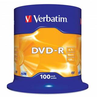 Verbatim  DVD-R 4,7GB 16x, 100ks, značky Verbatim