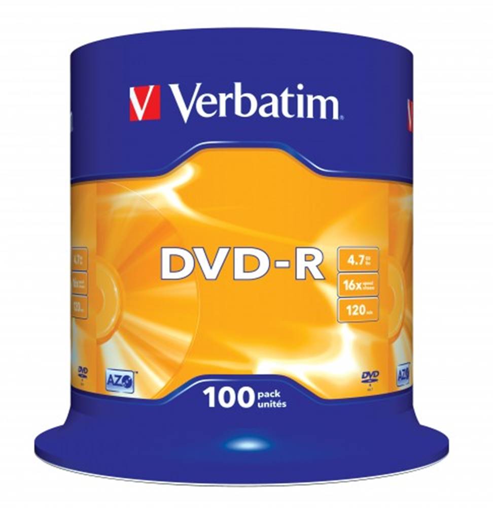 Verbatim  DVD-R 4,7GB 16x, 100ks, značky Verbatim