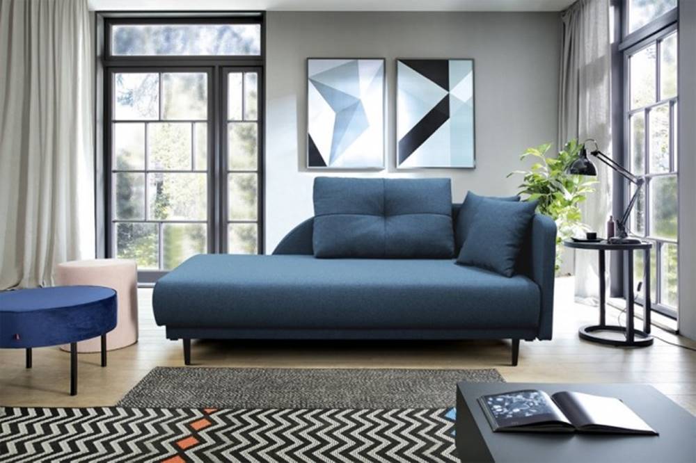 OKAY nábytok Lenoška Ize s úložným priestorom, pravá strana, modrá, značky OKAY nábytok