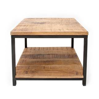 LABEL51 Čierny konferenčný stolík s doskou z mangového dreva  Vintage, 60 × 60 cm, značky LABEL51