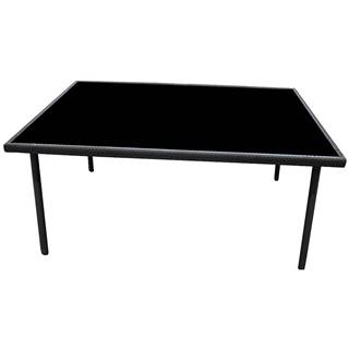 Záhradný sklenený ratanový stôl 150x90x70cm čierny