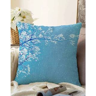 Minimalist Cushion Covers Modrá obliečka na vankúš s prímesou bavlny  Winter Wonderland, 55 x 55 cm, značky Minimalist Cushion Covers