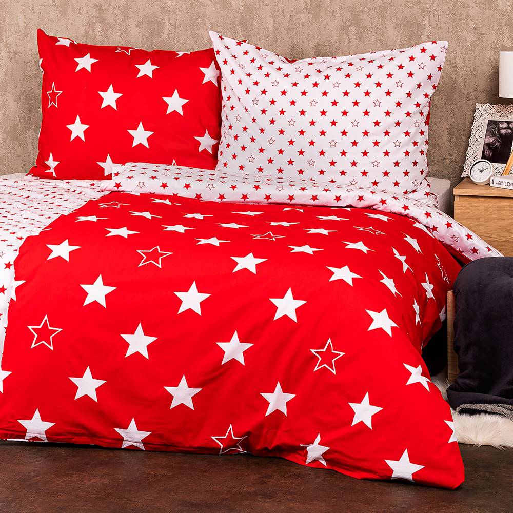4Home  Bavlnené obliečky Stars red, 160 x 200 cm, 70 x 80 cm, značky 4Home