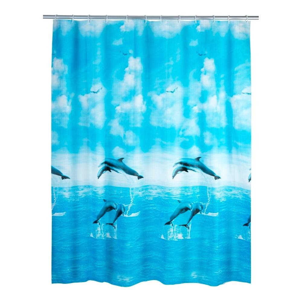 Wenko Modrý sprchový záves  Dolphin, 180 × 200 cm, značky Wenko