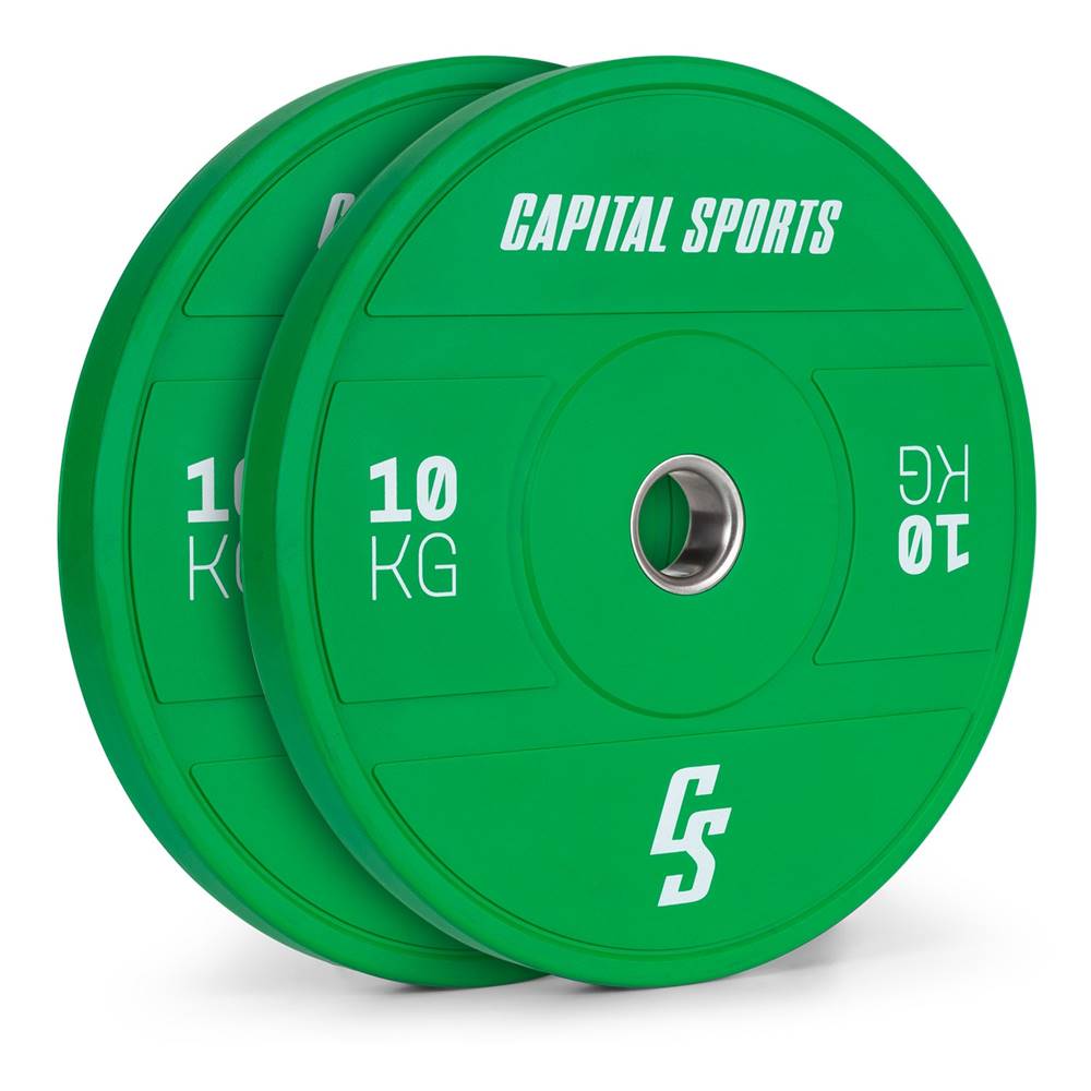 Capital Sports  Nipton 2021, kotúč na činku, bumper kotúč, 2 × 10 kg, Ø 50,4 mm, tvrdá guma, značky Capital Sports