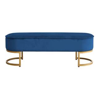 Dizajnová lavica modrá Velvet látka/gold chróm-zlatý MIRILA