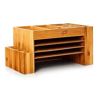 Blumfeldt Organizér písací stôl, s mnohými priehradkami, 3 priečinky, 40 × 20 × 23 cm, 100 % bambus