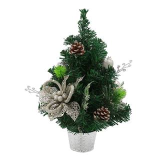 Kondela Vianočný stromček s ozdobami zelený so strieborným kvetináčom 40 cm CHRISY, značky Kondela