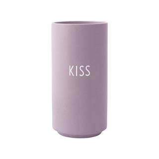 Fialová porcelánová váza Design Letters Kiss, výška 11 cm
