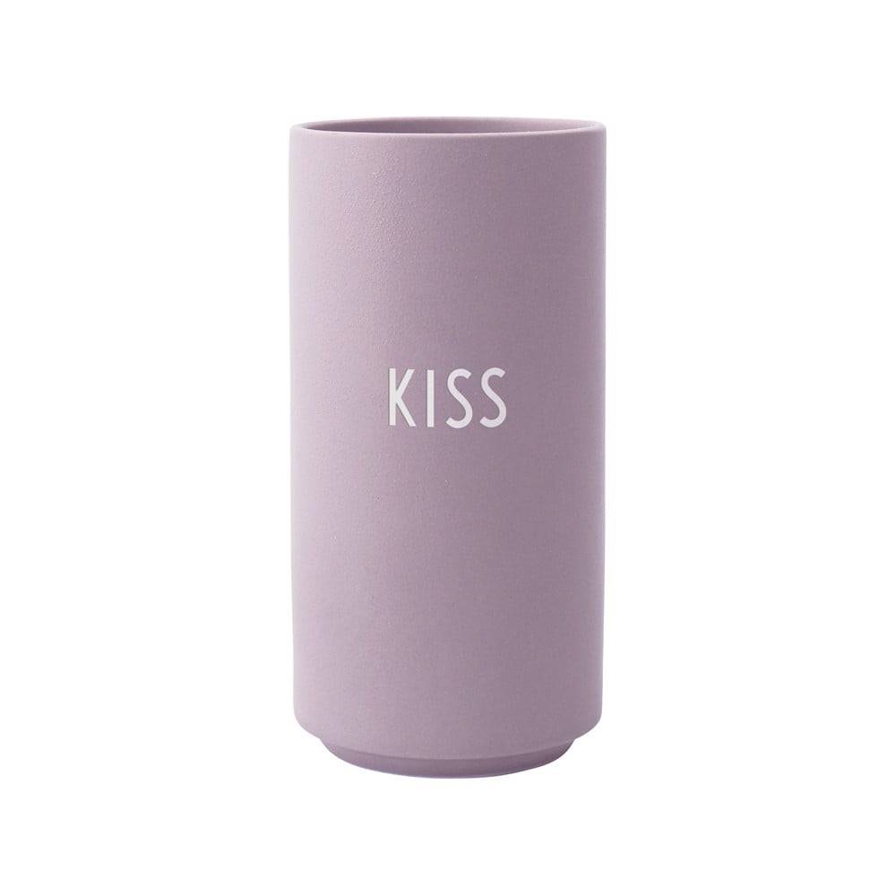 Design Letters Fialová porcelánová váza  Kiss, výška 11 cm, značky Design Letters
