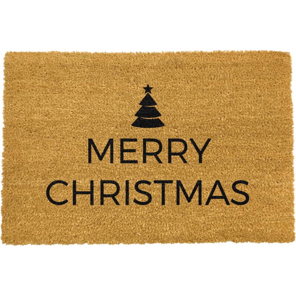 Artsy Doormats Čierna rohožka z prírodného kokosového vlákna  Merry Christmas, 40 x 60 cm, značky Artsy Doormats