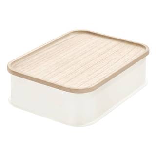 iDesign Biely úložný box s vekom z dreva paulownia  Eco, 21,3 x 30,2 cm, značky iDesign