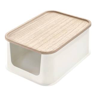 iDesign Biely úložný box s vekom z dreva paulownia  Eco Open, 21,3 x 30,2 cm, značky iDesign