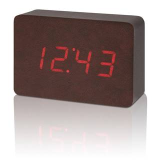 Gingko Tmavohnedý budík s červeným LED displejom  Brick Click Clock, značky Gingko