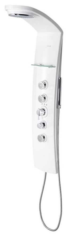Polysan Sprchový panel  Luk na stenu aj do rohu s termostatickou pákovou batériou biela/chróm, značky Polysan