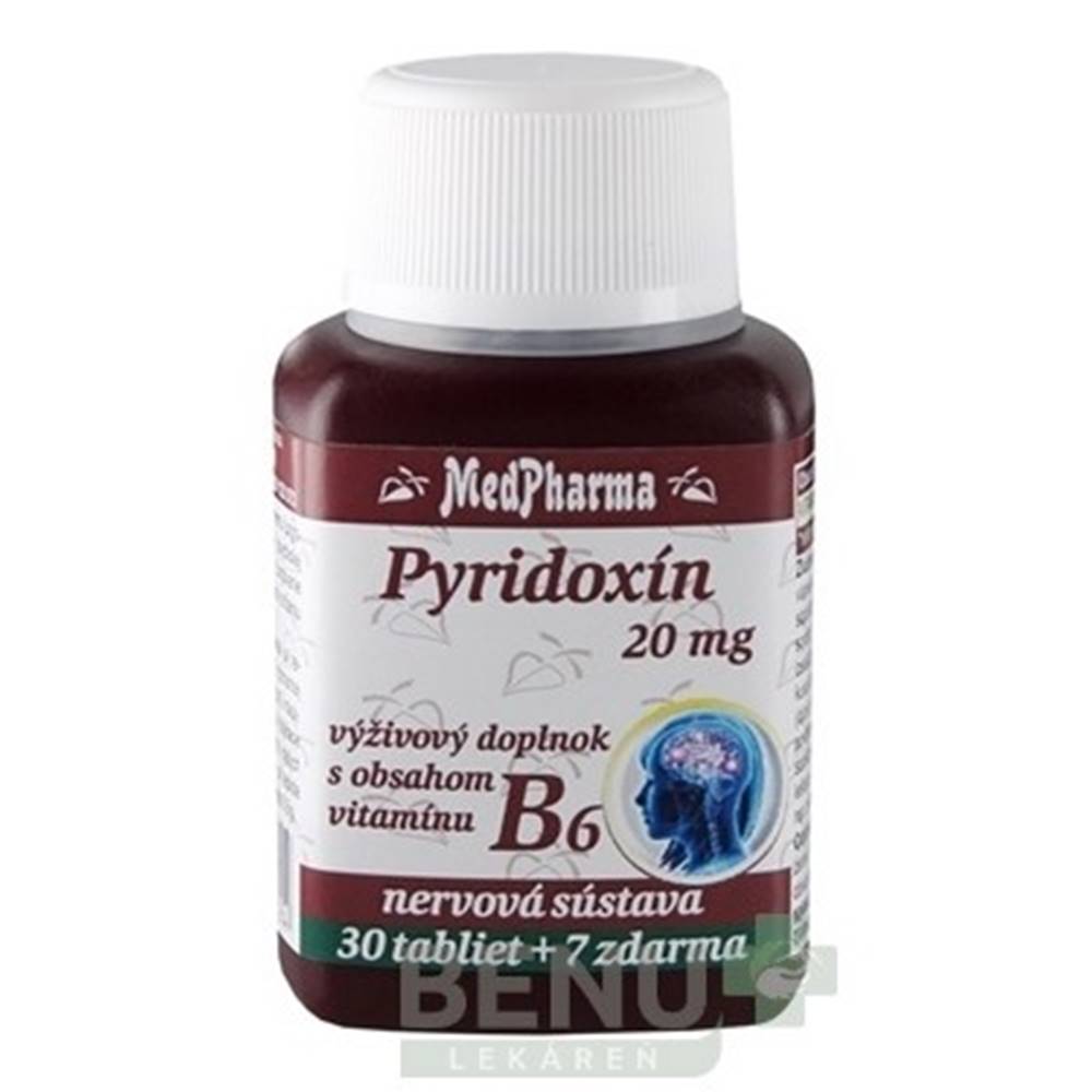 Medpharma MEDPHARMA Pyridoxín 20 mg + vitamín B6 30 + 7 tabliet ZADARMO