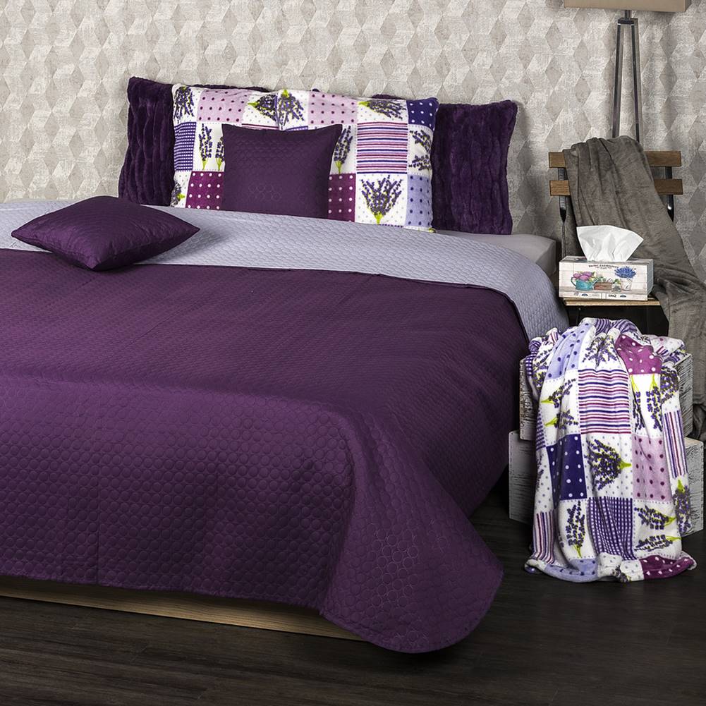 4Home  Prehoz na posteľ Doubleface fialová/svetlofialová , 220 x 240 cm, 2x 40 x 40 cm, značky 4Home
