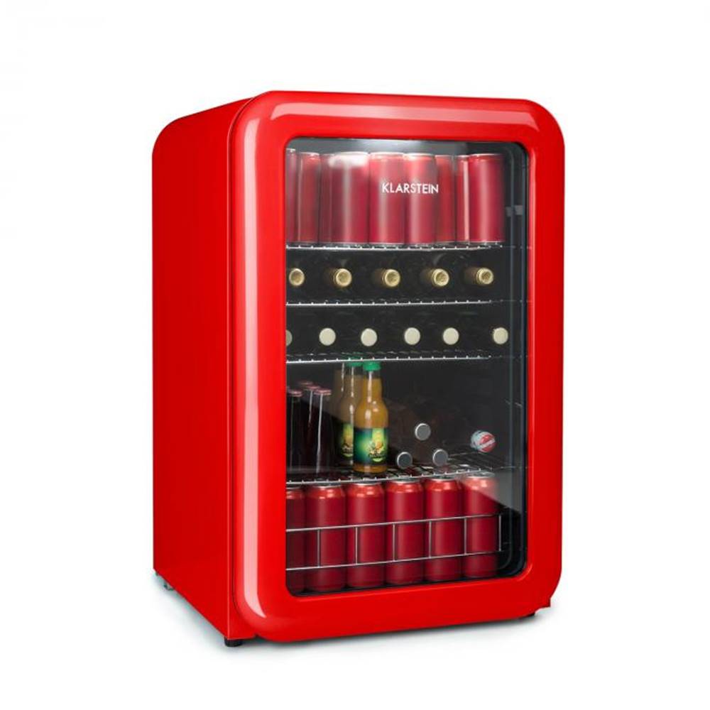 Klarstein  PopLife, chladnička na nápoje, chladnička, 48 litrov, 0 - 10 °C, retro dizajn, červená, značky Klarstein