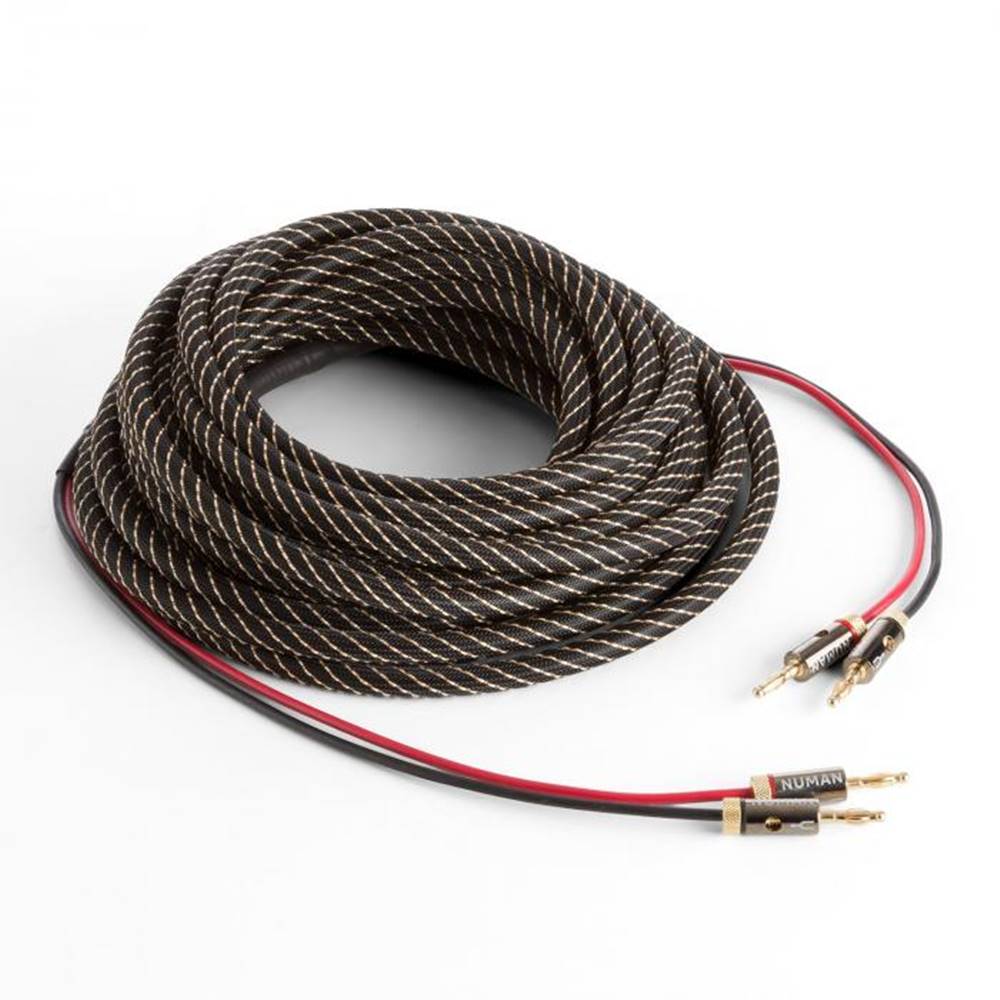 Numan  reproduktorový kábel, OFC, medený, 2 x 3,5 mm², 5 m, textilný obal, štandardizovaný, značky Numan