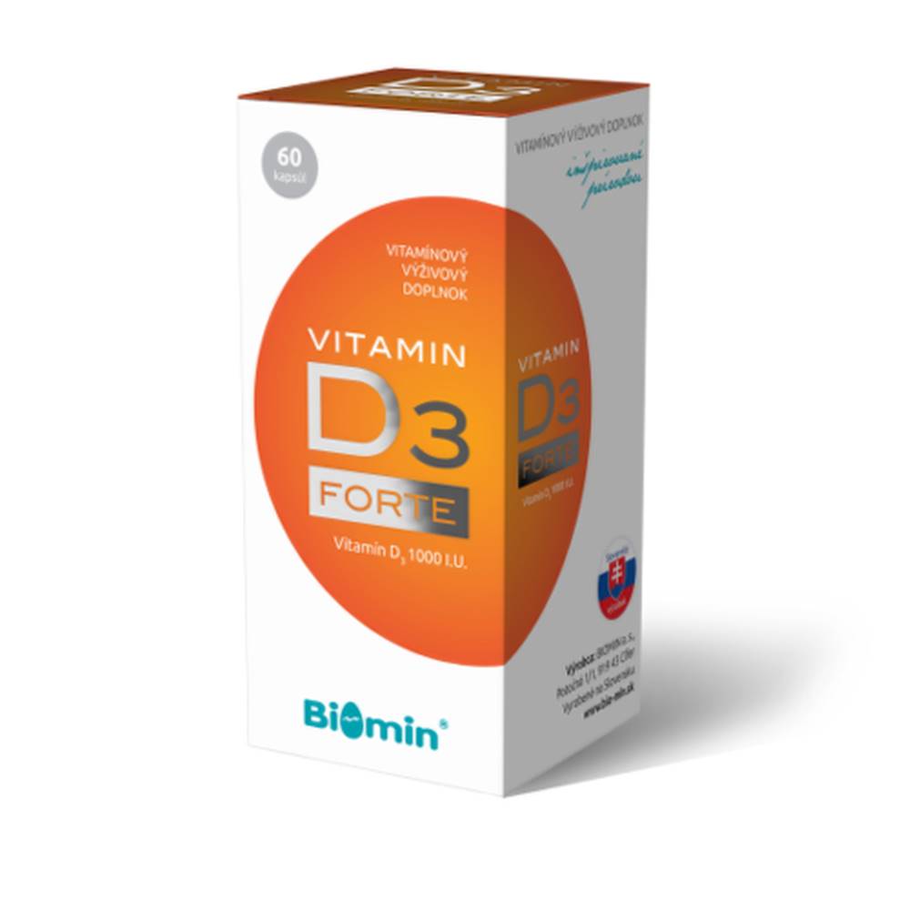 Biomin BIOMIN Vitamín D3 forte 1000 I.U. 60 kapsúl